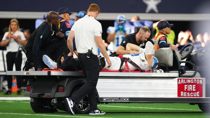 Lions' Hutchinson carted off with broken tibia