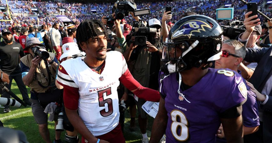 Video: Lamar Jackson Says He Needs Jayden Daniels' Jersey; 'Sky's the Limit' for QB